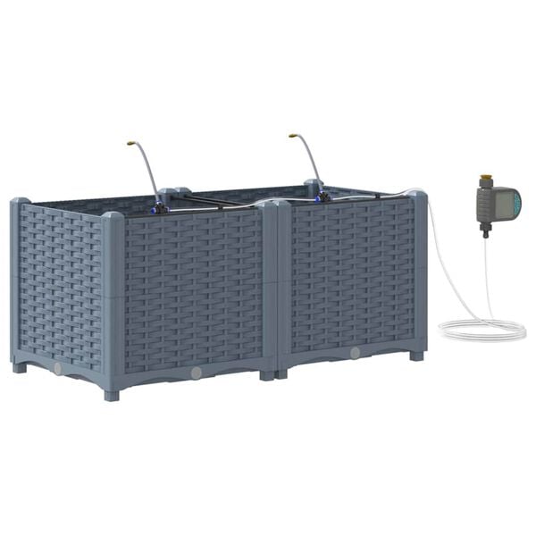 vidaXL Gar&eth;pl&ouml;ntukassi 2 pcs L&eacute;tt gr&aacute;tt St&aacute;l