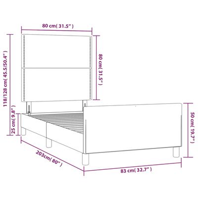 vidaXL Rúmgrind með Höfðagafli Ljósgrá 80x200 cm Tauáklæði