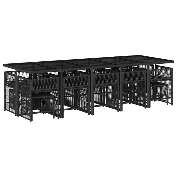 vidaXL 15 Hluta Gar&eth;bor&eth;stofusett me&eth; Sessum Svart P&oacute;l&yacute;rattan