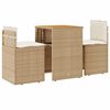 vidaXL 3 Hluta B&iacute;str&oacute;sett me&eth; Sessum Drappa&eth; P&oacute;l&yacute;rattan