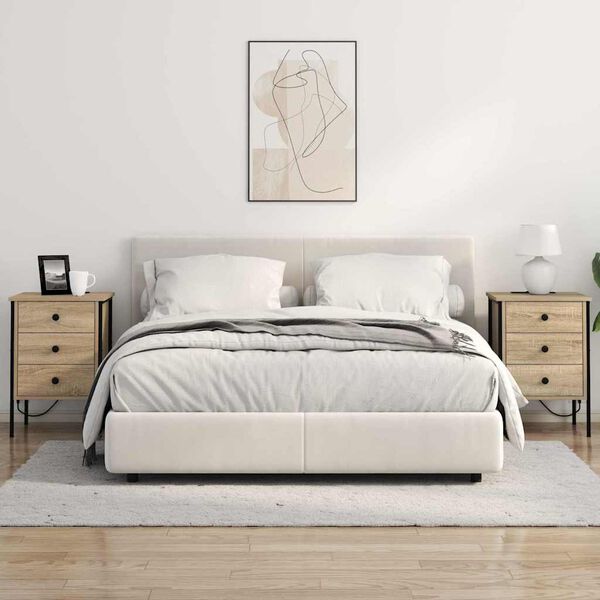 vidaXL Noat&ouml;flu sk&aacute;pur Sonoma Eik 42 x 41 x 61 cm Samsettur vi&eth;ur