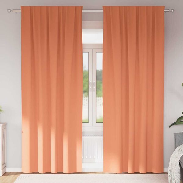 vidaXL Svartgard&iacute;nur me&eth; hringjum 2 pcs terracotta 245 x 140 cm