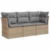 vidaXL 3 Hluta Gar&eth;s&oacute;fasett me&eth; Sessum Drappa&eth; P&oacute;l&yacute;rattan
