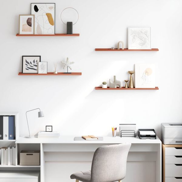 vidaXL Vegghylla me&eth; hillu 4 pcs Rau&eth;ur 80 x 9 x 3 cm Samsettur vi&eth;ur