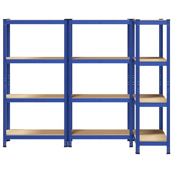 vidaXL 4 laga geymsluhillur 3 stk Blue Steel&Engineered Wood