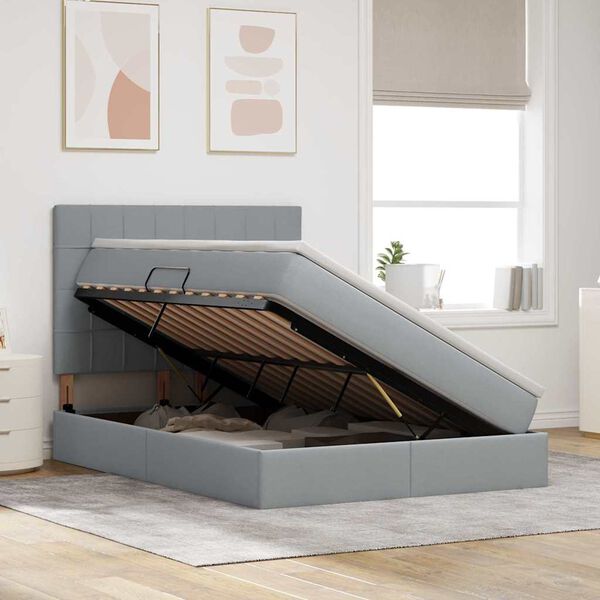 vidaXL R&uacute;m me&eth; geymslur&yacute;mi og d&yacute;nu Lj&oacute;sgr&aacute;r 140 x 200 cm P&oacute;l&yacute;ester