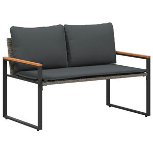 vidaXL Bekkur me&eth; p&uacute;&eth;i Gr&aacute;r og d&ouml;kkgr&aacute;r 115 x 65 x 72 cm Rattan
