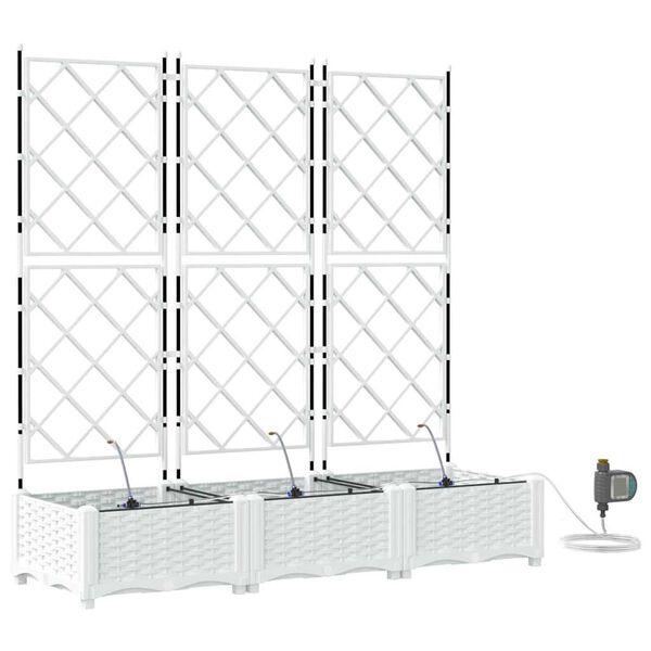 vidaXL Gar&eth;pl&ouml;ntukassi 3 pcs Hv&iacute;tt St&aacute;l