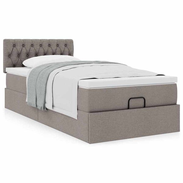 vidaXL Ottoman r&uacute;mgrind me&eth; d&yacute;nu Taupe 90x190 cm Efni