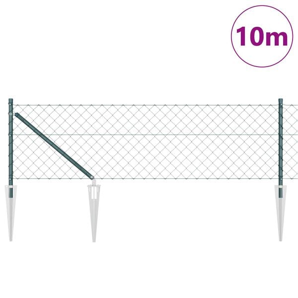 vidaXL Girðingarpóstur Grænn 10 x 0,6 m (60 x 60 mm net) Stál og PVC
