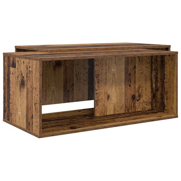 vidaXL Kaffibor&eth;set 2 pcs Gamalt timbur Samsettur vi&eth;ur