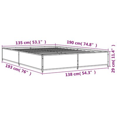 vidaXL Rúmgrind án Dýnu Sonoma Eikarlitur 135x190 cm