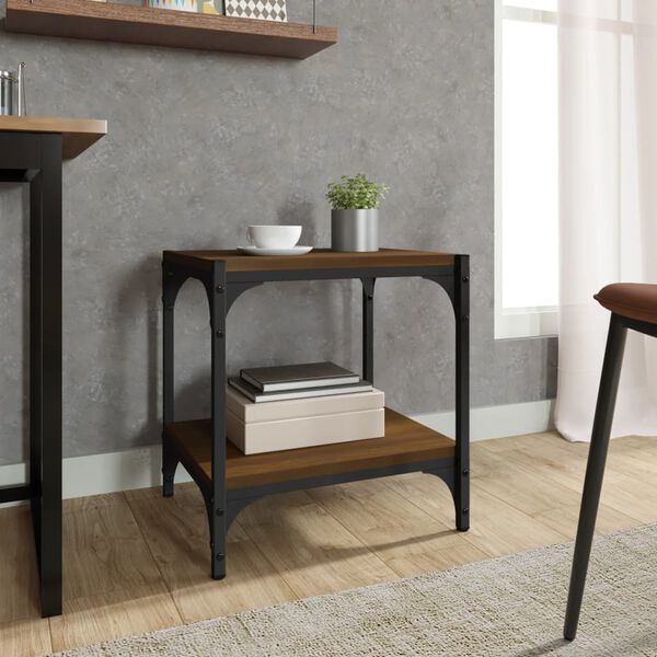 vidaXL Sjónvarpsskápur Brún Eik 40x33x41 cm Samsettur Viður og Stál