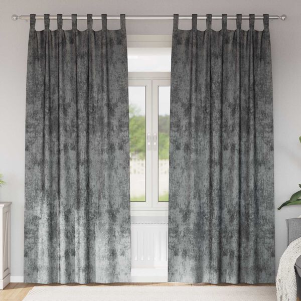 vidaXL Flauels skaut me&eth; gluggatj&ouml;ldum 2 pcs Gr&aacute;r 245 x 140 cm Flauel