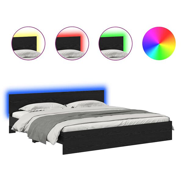 vidaXL Ramsv&iacute;k me&eth; h&ouml;fu&eth;gafl Svartur Eik 200 x 200 cm Samsettur vi&eth;ur