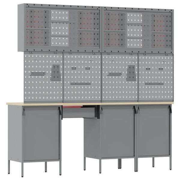 vidaXL Vinnusk&aacute;pur me&eth; sk&uacute;ffu 10 pcs Svartur Vinnslutr&eacute; og st&aacute;li