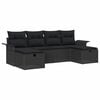 vidaXL Gar&eth;s&oacute;fa sett me&eth; p&uacute;&eth;i me&eth; geymslu 6 pcs Svartur Poly rattan