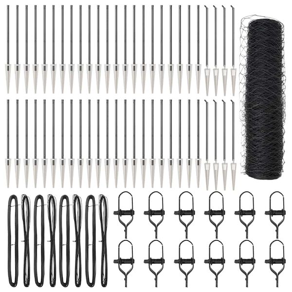 vidaXL Gir&eth;ingarp&oacute;stur Gr&aacute;r 100 x 0,6 m (50 mm net) St&aacute;l og PVC