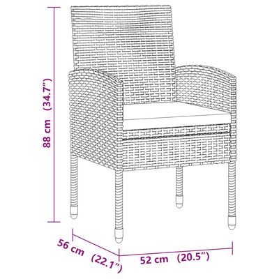 vidaXL 7 Parta Útihúsgagnasett Pólýrattan Svart