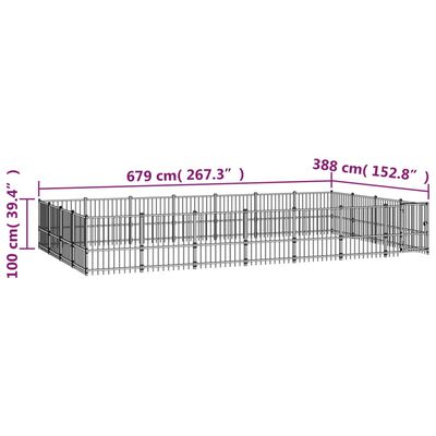 vidaXL úti hundaræktunarstál 26,35 m²