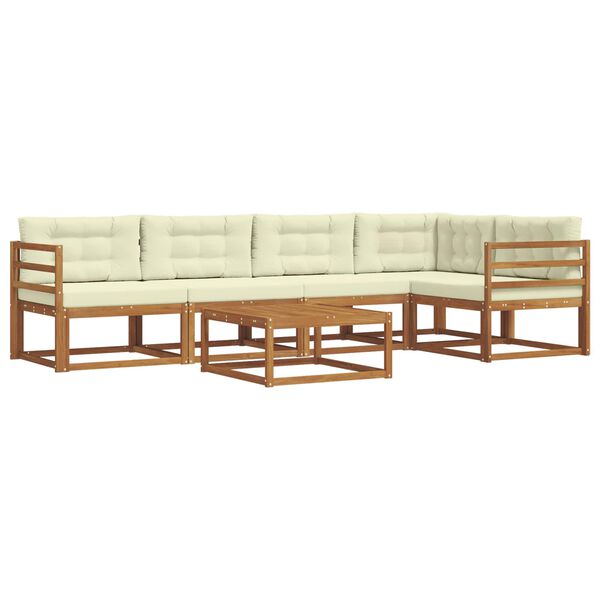 vidaXL &Uacute;ti s&oacute;fasett me&eth; p&uacute;&eth;i 6 pcs N&aacute;tt&uacute;rulegt og Krem