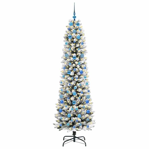 vidaXL Gervi j&oacute;latr&eacute; me&eth; 300 LED Hv&iacute;tt 210 cm PVC, Metall og Plastefni
