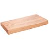 vidaXL Vegghilla Lj&oacute;sbr&uacute;n 60x30x(2-6) cm Me&eth;h&ouml;ndlu&eth; Gegnheil Eik