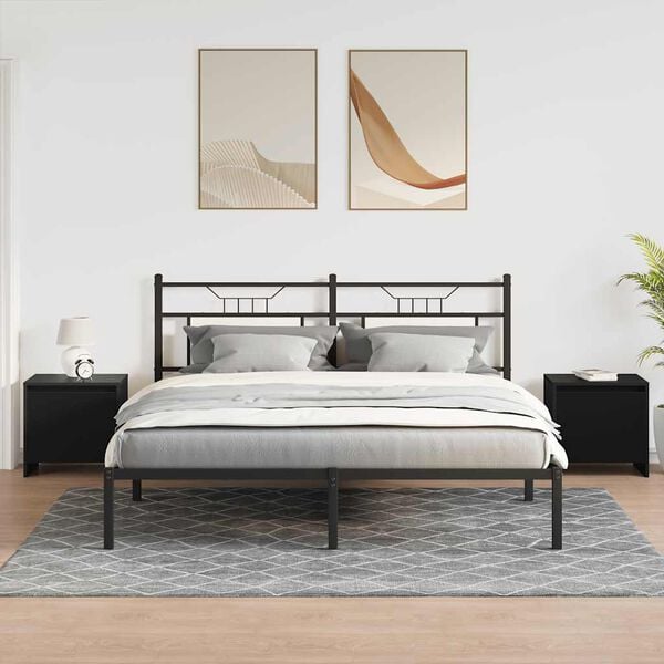 vidaXL N&aacute;ttbor&eth; 2 stk. Sv&ouml;rt 45x34x44,5 cm Samsettur Vi&eth;ur