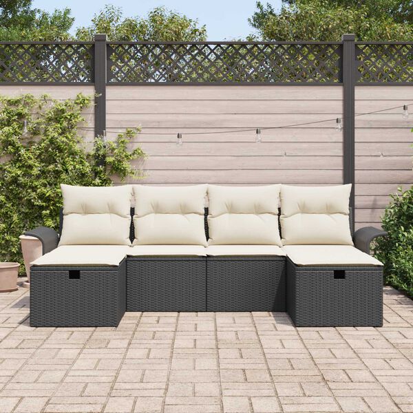 vidaXL Garðsófa sett með púði með geymslu 6 pcs Poly rattan