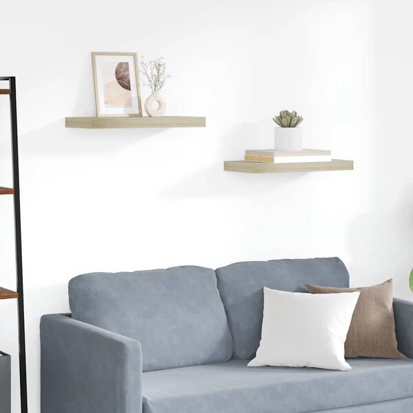 vidaXL Vegghengdar Hillur 2 stk. Eik 50x23x3,8 cm MDF