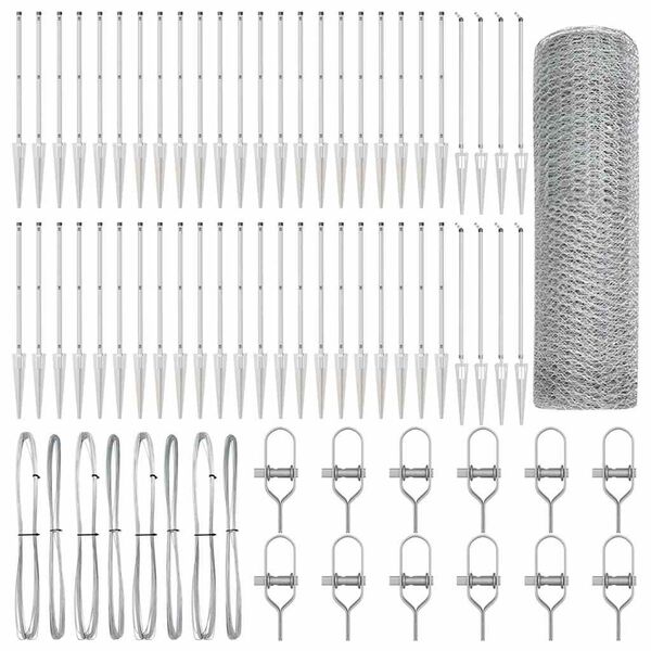 vidaXL Gir&eth;ingarp&oacute;stur Silfur 100 x 0,5 m (25 mm net) St&aacute;l