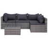 vidaXL 5 Stk Gar&eth;s&oacute;fasett me&eth; Sessum og P&uacute;&eth;um Polyrattan Gr&aacute;tt