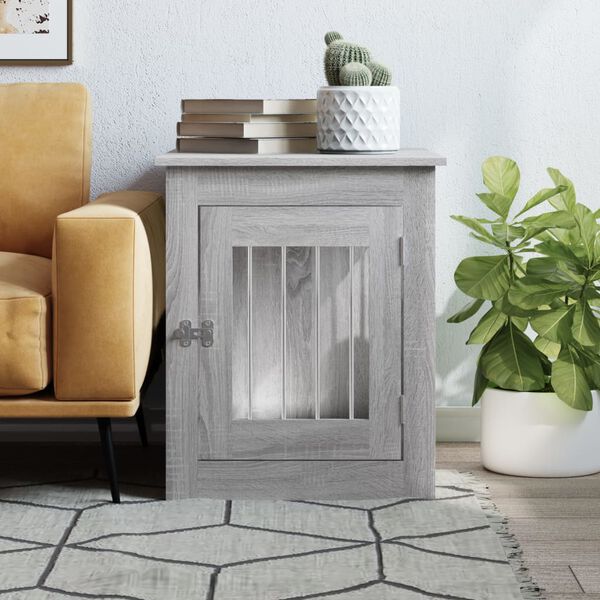 vidaXL Hundakassah&uacute;sg&ouml;gn Gr&aacute; Sonoma 55x75x65 cm Samsettur Vi&eth;ur