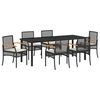 vidaXL Gar&eth;ur bor&eth;sett me&eth; p&uacute;&eth;i 7 pcs Svartur Rattan