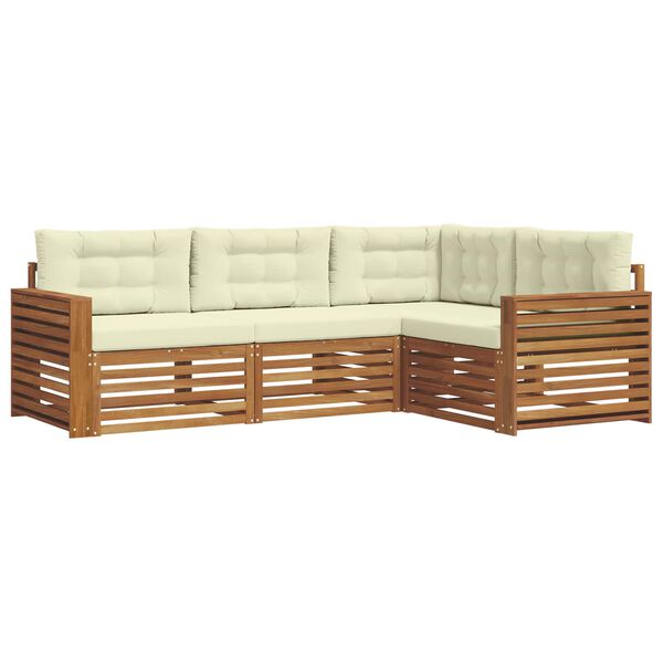 vidaXL &Uacute;ti s&oacute;fasett me&eth; p&uacute;&eth;i 4 pcs N&aacute;tt&uacute;rulegt og Krem