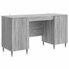 vidaXL Skrifbor&eth; me&eth; hillu Gr&aacute;r Sonoma eikarlitur 142,5 x 50 x 75 cm