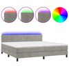 vidaXL H&oacute;lfa&eth; Springr&uacute;m me&eth; D&yacute;nu&LED Lj&oacute;sgr&aacute;tt 200x200 cm Flauel