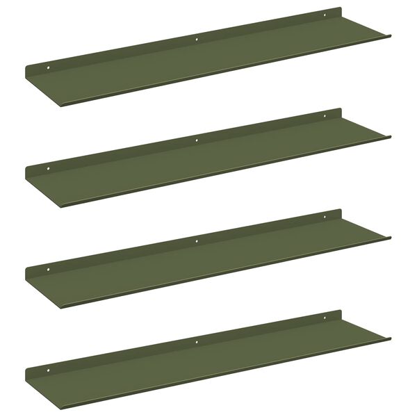 vidaXL Flj&oacute;tandi skrifbor&eth; 4 pcs Ol&iacute;fugr&aelig;nn 80 x 18 x 2,5 cm St&aacute;l