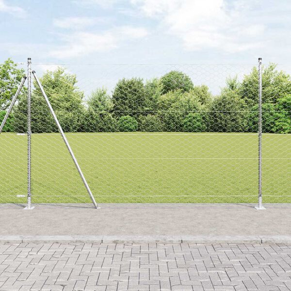 vidaXL Gir&eth;ingarp&oacute;stur Silfur 10 x 1,6 m (50 mm net) St&aacute;l