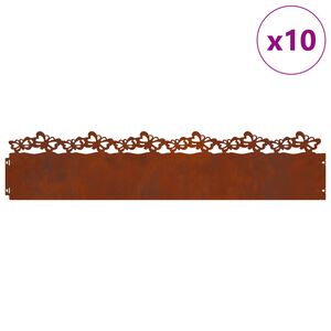 vidaXL Grasskantur 10 pcs Rusty 103 x 0,05 x 22 cm Ve&eth;ra&eth; st&aacute;l