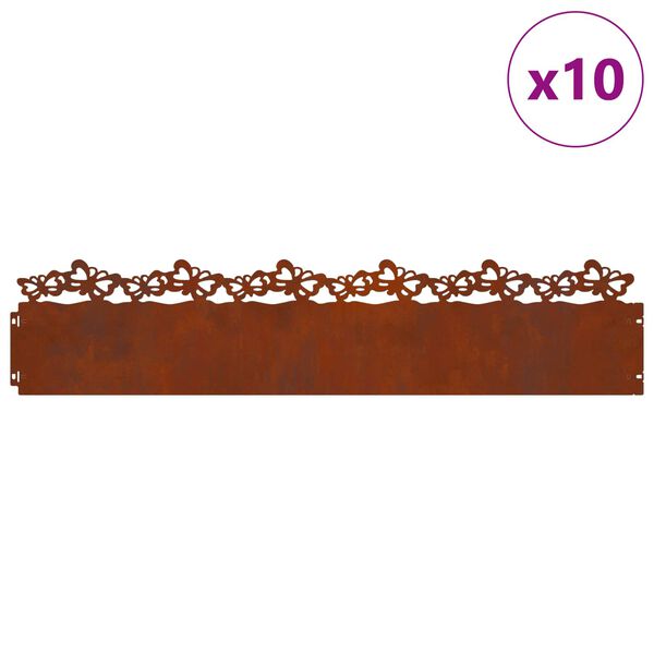 vidaXL Grasskantur 10 pcs Rusty 103 x 0,05 x 22 cm Ve&eth;ra&eth; st&aacute;l