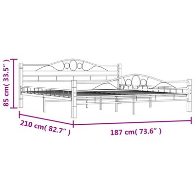 vidaXL Rúmgrind án Dýnu Svart 180x200 cm Málmur