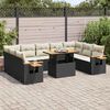 vidaXL 10 bita gar&eth;s&oacute;fasett me&eth; p&uacute;&eth;um Black Poly Rattan Acacia