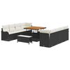 vidaXL Gar&eth;s&oacute;fa sett me&eth; p&uacute;&eth;i 11 pcs Svartur p&oacute;l&yacute;rattan