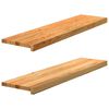 vidaXL tr&ouml;ppur 2 stk lj&oacute;sbr&uacute;nt 100x30x2 cm gegnheilvi&eth;ar eik