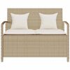 vidaXL garðgeymslubekkur með púði Beige Pólýrattan