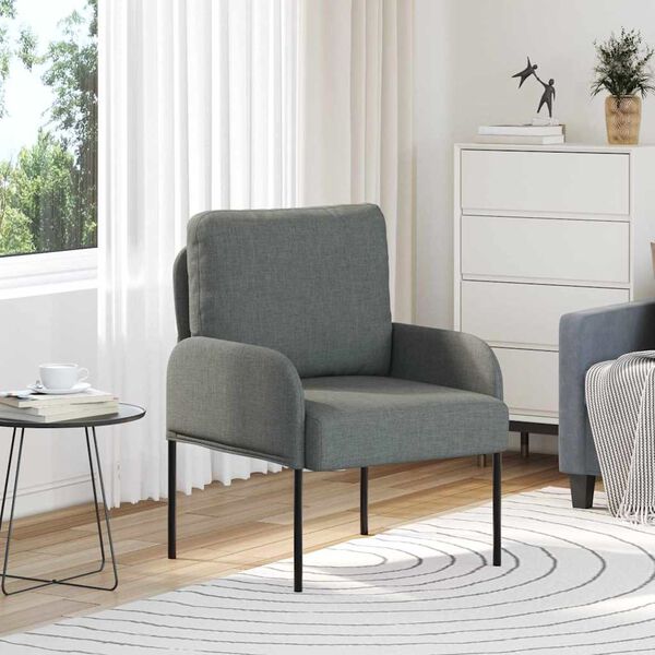 vidaXL S&oacute;far me&eth; p&uacute;&eth;i 55cm D&ouml;kk gr&aacute; Krossvi&eth;ur