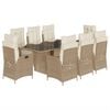 vidaXL 9 Hluta Gar&eth;bor&eth;sett me&eth; Sessum Drappa&eth; P&oacute;l&yacute;rattan