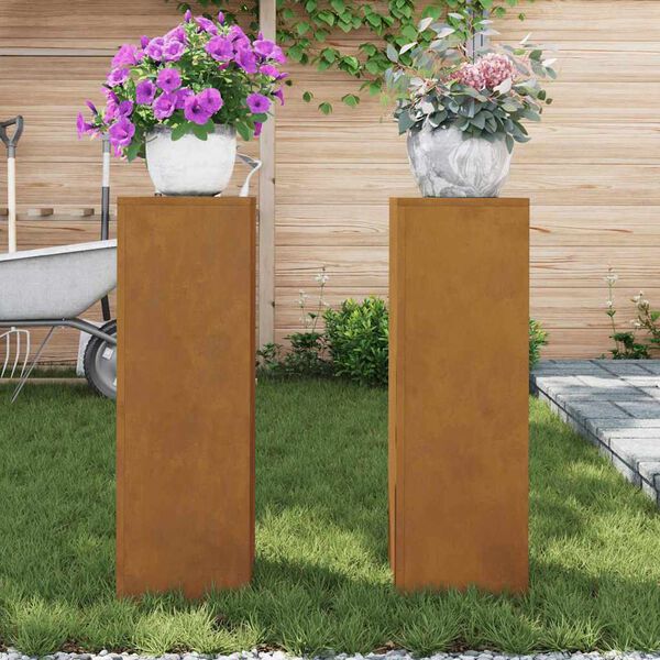 vidaXL Bl&oacute;mastandur 2 pcs Rusty 24 x 24 x 75 cm Ve&eth;rastytta