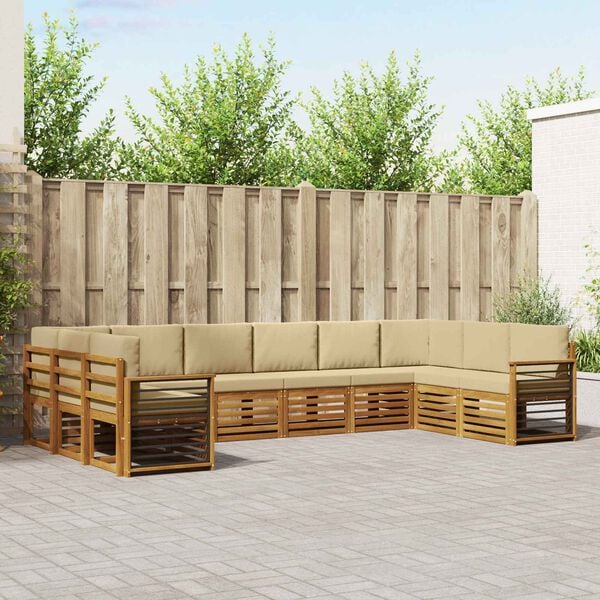 vidaXL S&oacute;fasett me&eth; p&uacute;&eth;i 10 pcs N&aacute;tt&uacute;rulegt og B&eacute;ig Hrein akas&iacute;utr&eacute;